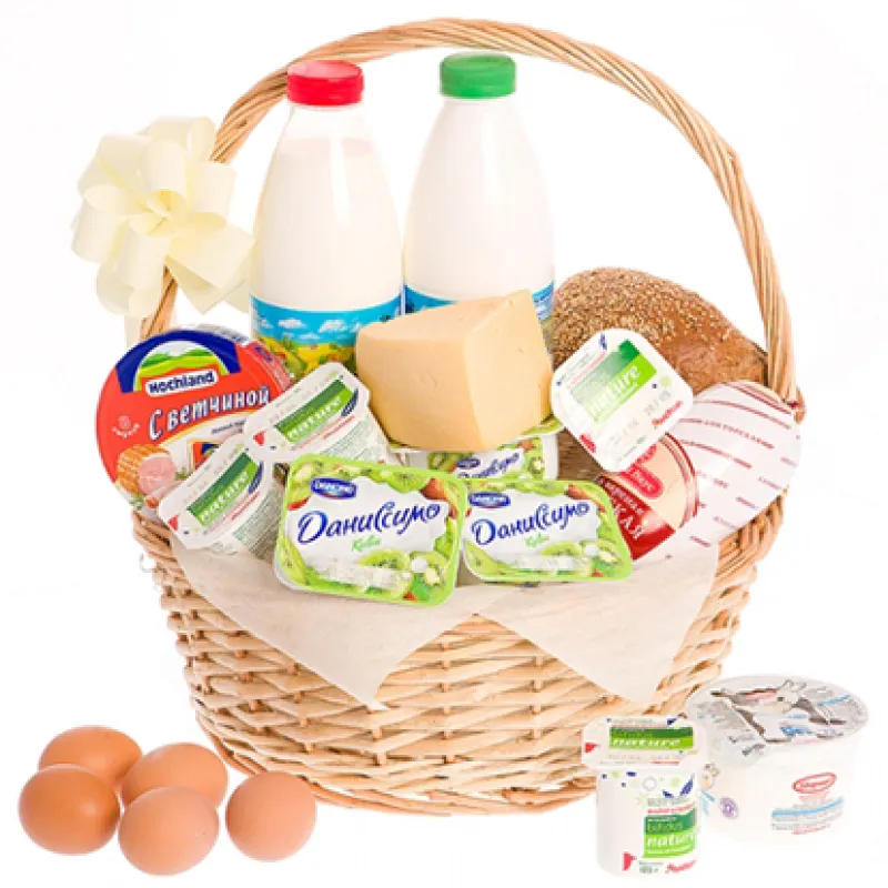 Корзинка свежих продуктов с хлебом и молоком, доставка Электроугли